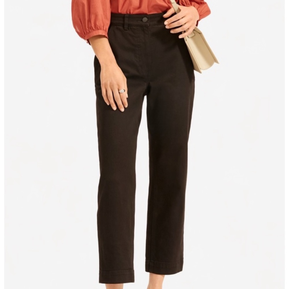 Everlane The Straight Leg Crop Pants In Black 10
